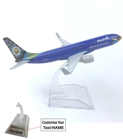 Side view of King of Thailand Air Bird (Blue Nok) Boeing 737 Airplane Model (16CM) aviation 16-18cm scale model aircraft in d.