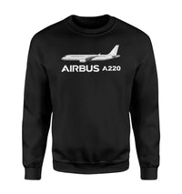 Thumbnail for The Airbus A220 aviation design printed on soft cotton blend sweatshirt.