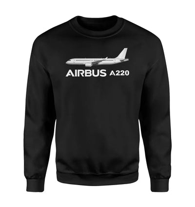 The Airbus A220 aviation design printed on soft cotton blend sweatshirt.