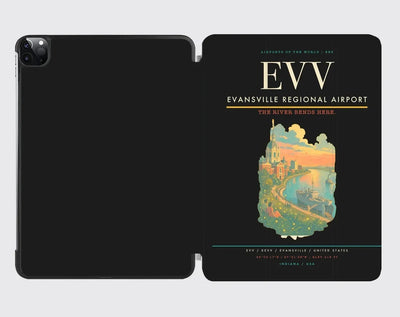 Evansville Regional Airport (EVV) design on black ipad tablet case