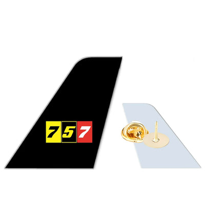 Flat Colourful 757 aviation design tail-shape badge pin in polished alloy.