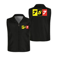 Thumbnail for Flat Colourful 757 Thin Style aviation design printed on lightweight shell with sleeveless design thin vest.