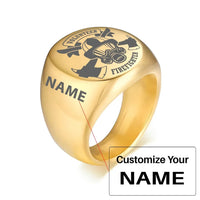 Thumbnail for Volunteer Firefighter Design 20MM Stainless Steel Circular aviation ring in stainless steel.