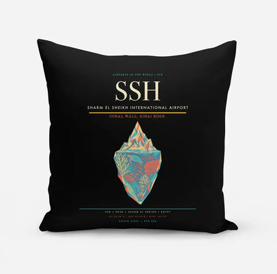 Sharm El Sheikh International Airport (SSH) design on black pillow