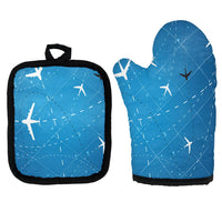 Thumbnail for Travelling with Aircraft Kitchen Glove & Holder aviation design on durable fabric with insulated lining kitchen glove holder.