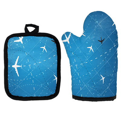 Travelling with Aircraft Kitchen Glove & Holder aviation design on durable fabric with insulated lining kitchen glove holder.