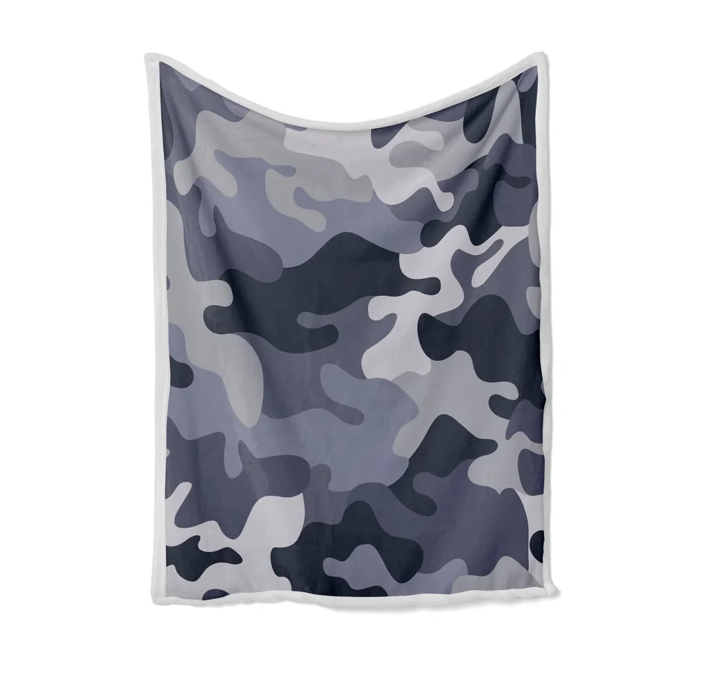 Military Camouflage Army Gray Bed Blankets & aviation print on soft fleece blanket.