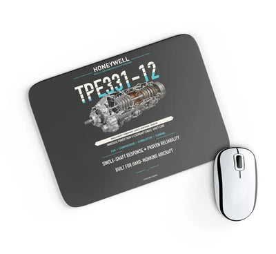 TPE331-12 design on black rectangle mouse pad