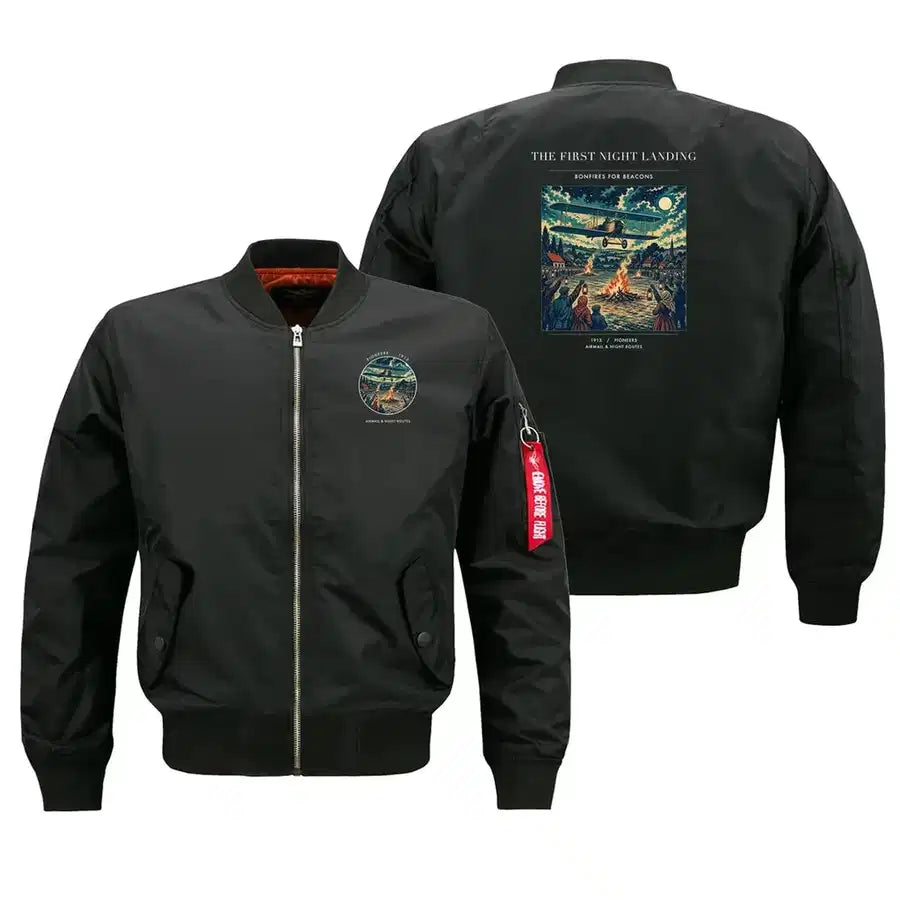 VINTAGE G4327 - The First Night Landing - Bomber Jacket design on black