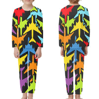 Thumbnail for Super Colourful Airplanes children pajamas - view 1