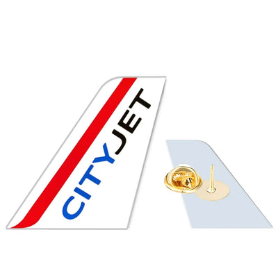 City Jet Airlines aviation design tail-shape badge pin in polished alloy.
