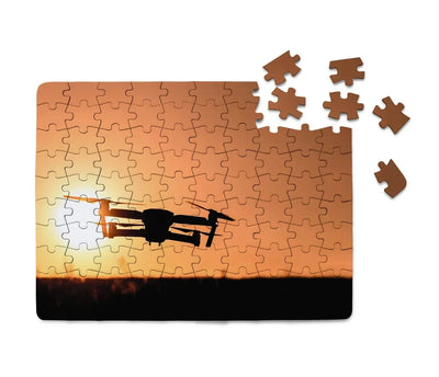 Amazing Drone in Sunset aviation design puzzle, premium cardboard.