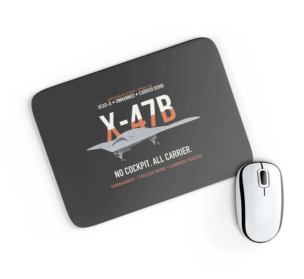 X-47B UCAS-D Carrier Wing Without a Cockpit design on black rectangle mouse pad