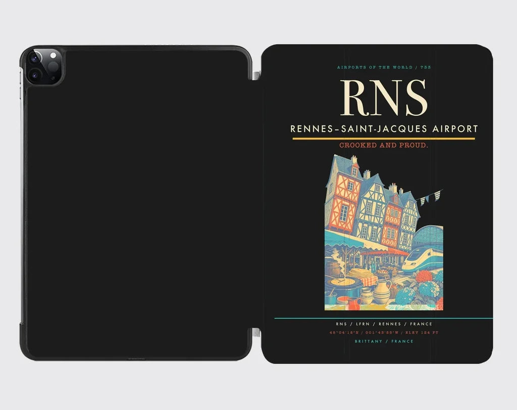Rennes–Saint-Jacques Airport (RNS) design on black ipad tablet case