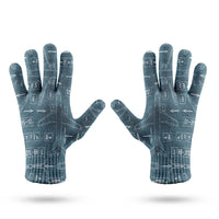 Thumbnail for Jet Planes & Airport Signs aviation design on soft knit fabric gloves.