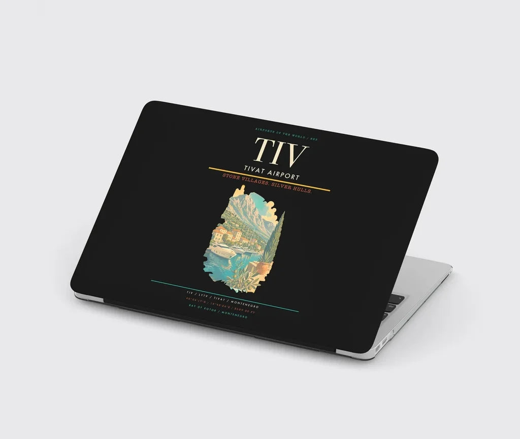 Tivat Airport (TIV) design on black MacBook case