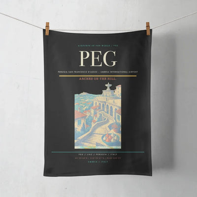 Perugia San Francesco d'Assisi – Umbria International Airport (PEG) design on black towel