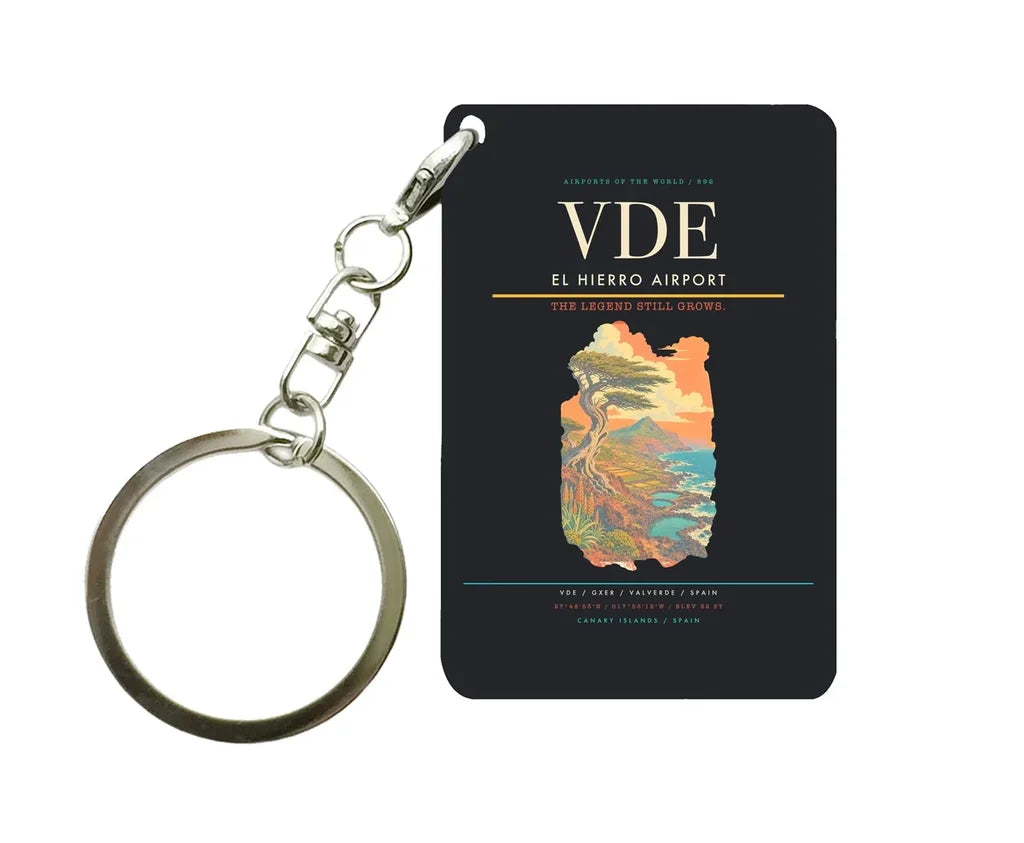 El Hierro Airport (VDE) design on black key chain