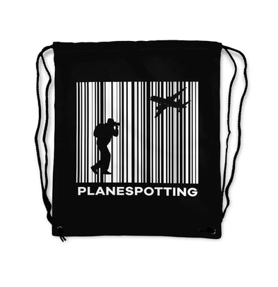 Planespotting aviation drawstring bag in lightweight polyester.