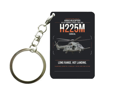 Airbus Helicopters H225M Caracal design on black designed key chain, double-side print