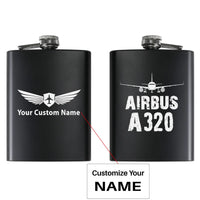 Thumbnail for Airbus A320 & Plane aviation design on stainless hip flask, compact pocket-size flask.
