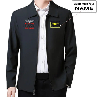 Flying One Ball aviation design printed on modern wool-blend shell with tailored fit stylish coat.
