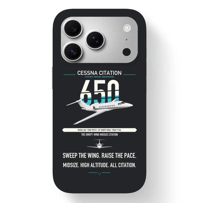 Cessna Citation 650 - Citation III design on black magsafe iphone case, for iPhone 17 Pro