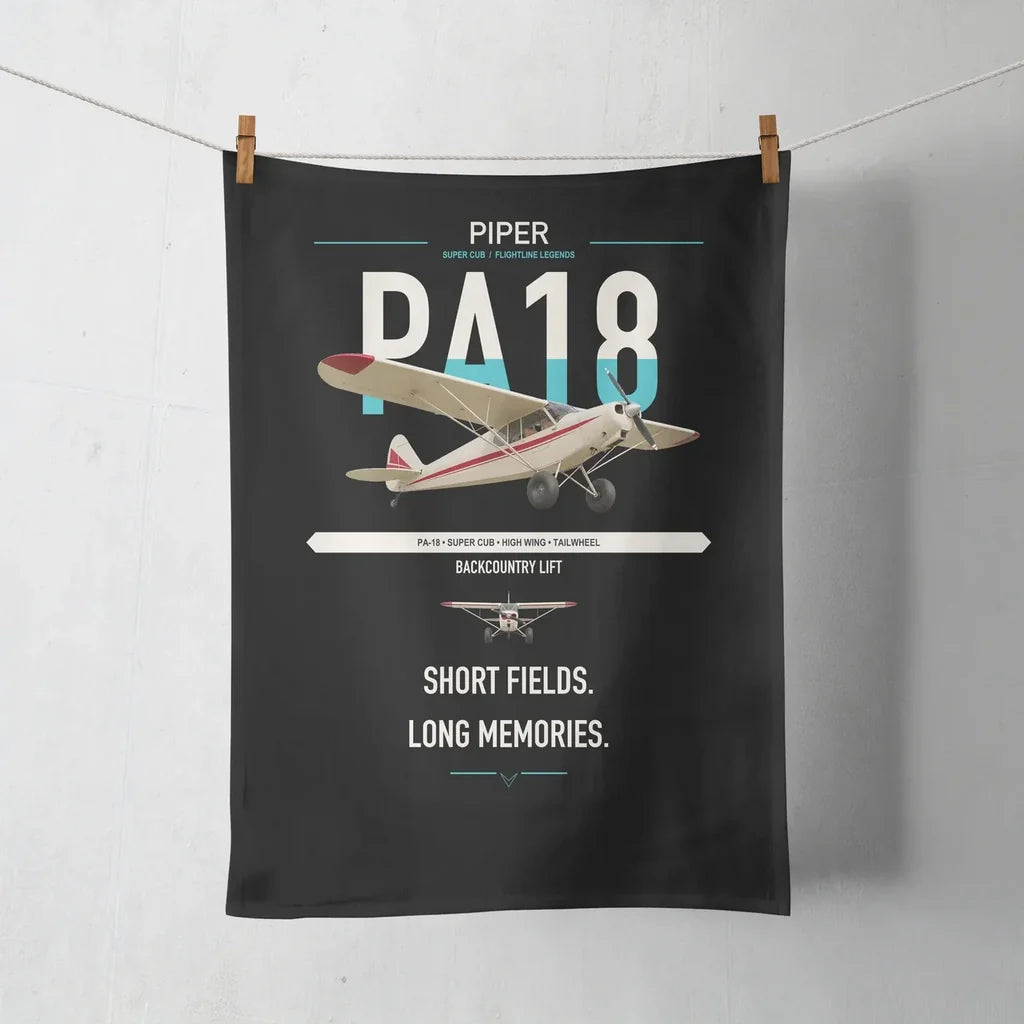 Piper PA-18 Super Cub design on black towel