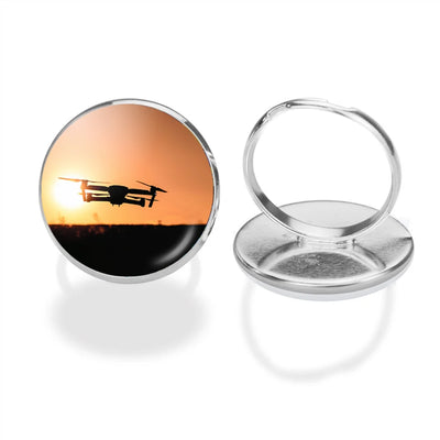 Amazing Drone in Sunset aviation ring in stainless steel.