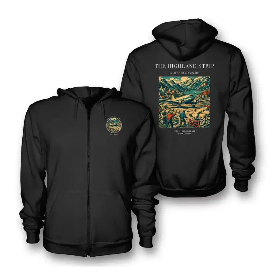 VINTAGE G4097 - The Highland Strip - Premium Zipped Hoodie design on black