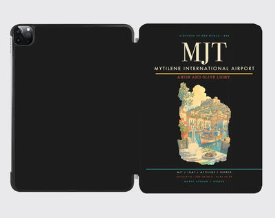 Mytilene International Airport (MJT) design on black ipad tablet case