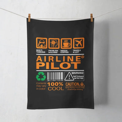 Airline Pilot Label aviation design on soft absorbent cotton towel.
