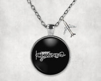 Thumbnail for Side view of Special Cessna Text aviation necklace in stainless steel, polished finish.