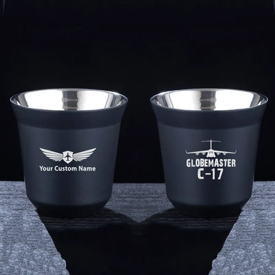 GlobeMaster C-17 & Plane aviation design on double-wall coffee mug, vacuum-insulated double-wall.