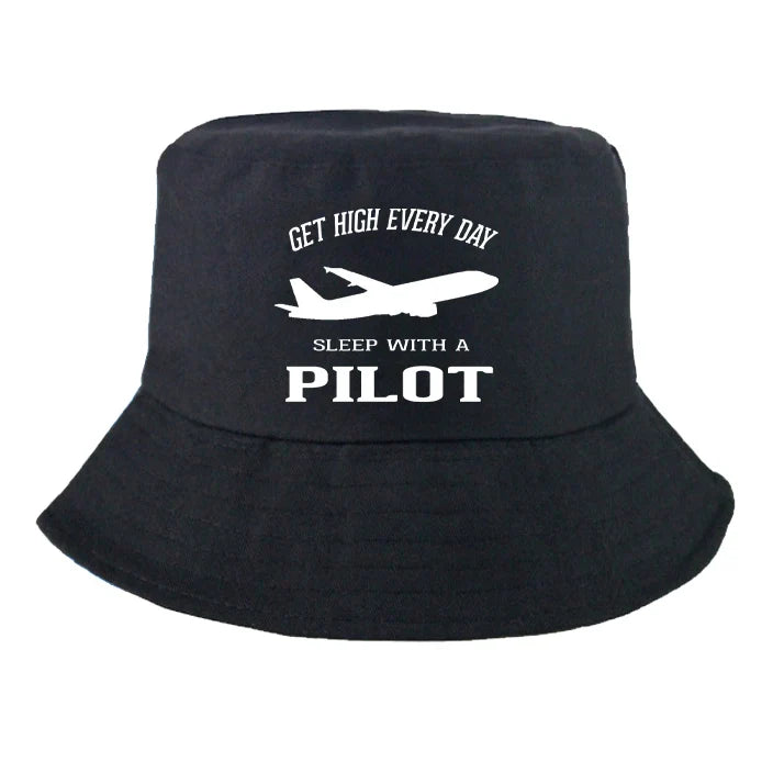 Get High Every Day Sleep With A Pilot summer hat - black