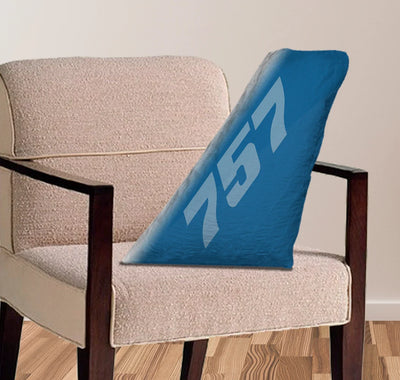 Boeing 757 aviation design on soft polyester filling aircraft tail pillow.