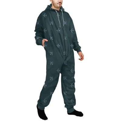 Nice Airplanes (Green) Jumpsuit for Men & Women aviation design on soft cotton blend jumpsuit.