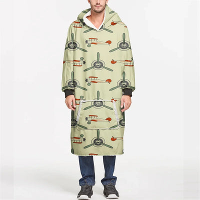 Vintage Old aviation design on soft fleece blanket hoodie.