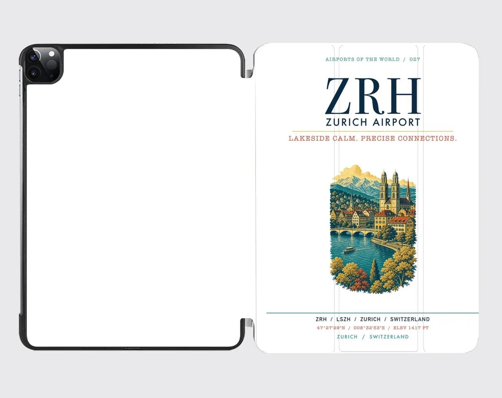 Zurich Airport (ZRH) design on white ipad tablet case