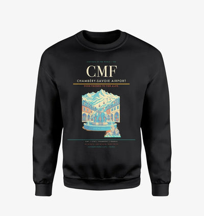 Chambéry-Savoie Airport (CMF) design on black sweatshirt