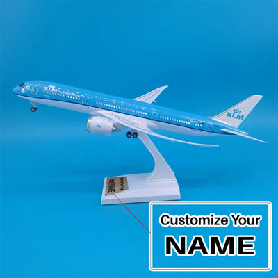 Side view of KLM Royal Dutch Airlines Boeing 787 Airplane Model (30CM) aviation 20-30cm scale model aircraft in diecast metal.