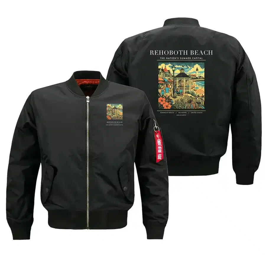 REHOBOTH BEACH - Poster - Bomber Jacket - Black