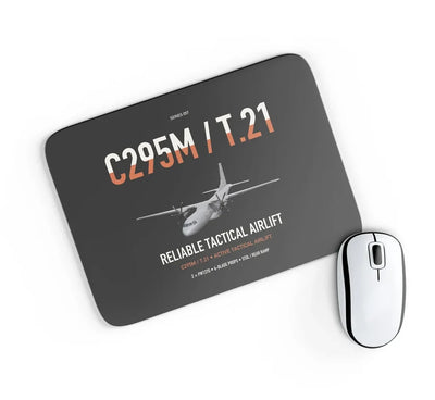 Airbus C295M T.21 design on black rectangle mouse pad