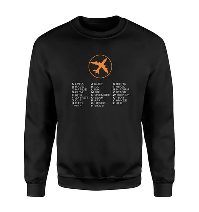 Aviation Alphabet 2 aviation design printed on soft cotton blend sweatshirt.