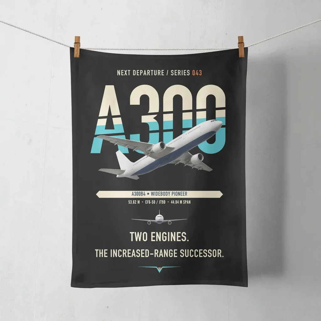 Airbus A300B4 design on black towel