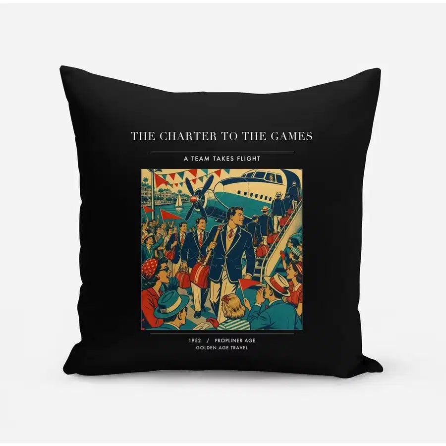 VINTAGE G4103 - The Charter To The Games - Designed Pillows design on black