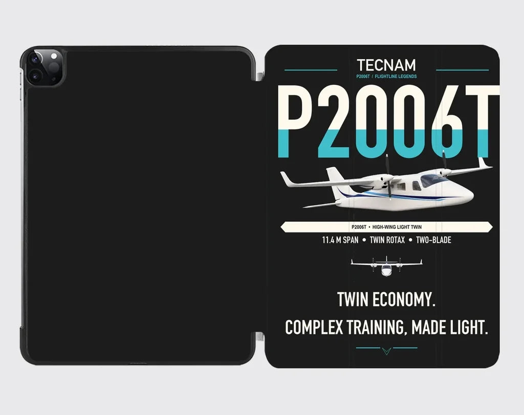 Tecnam P2006T design on black ipad tablet case