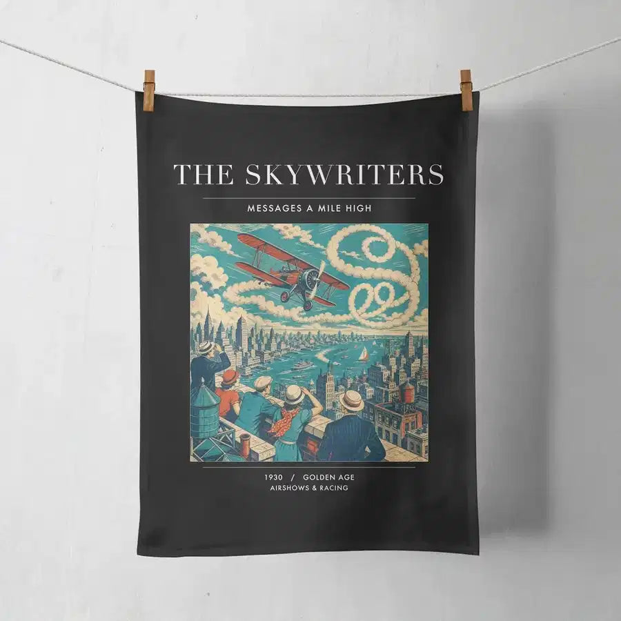 VINTAGE G4036 - The Skywriters - Designed Towels design on black