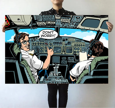 Don't Worry Thumb Up Captain aviation themed poster, premium poster paper.