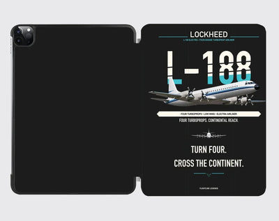 Lockheed L-188 Electra design on black ipad tablet case